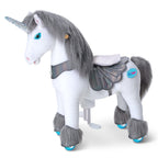 PonyCycle Model Y® Ride-On Unicorn, Grey - Rideable Toy for Kids Age 4-7, Mechanical Walking Unicorn Ride-On Toy