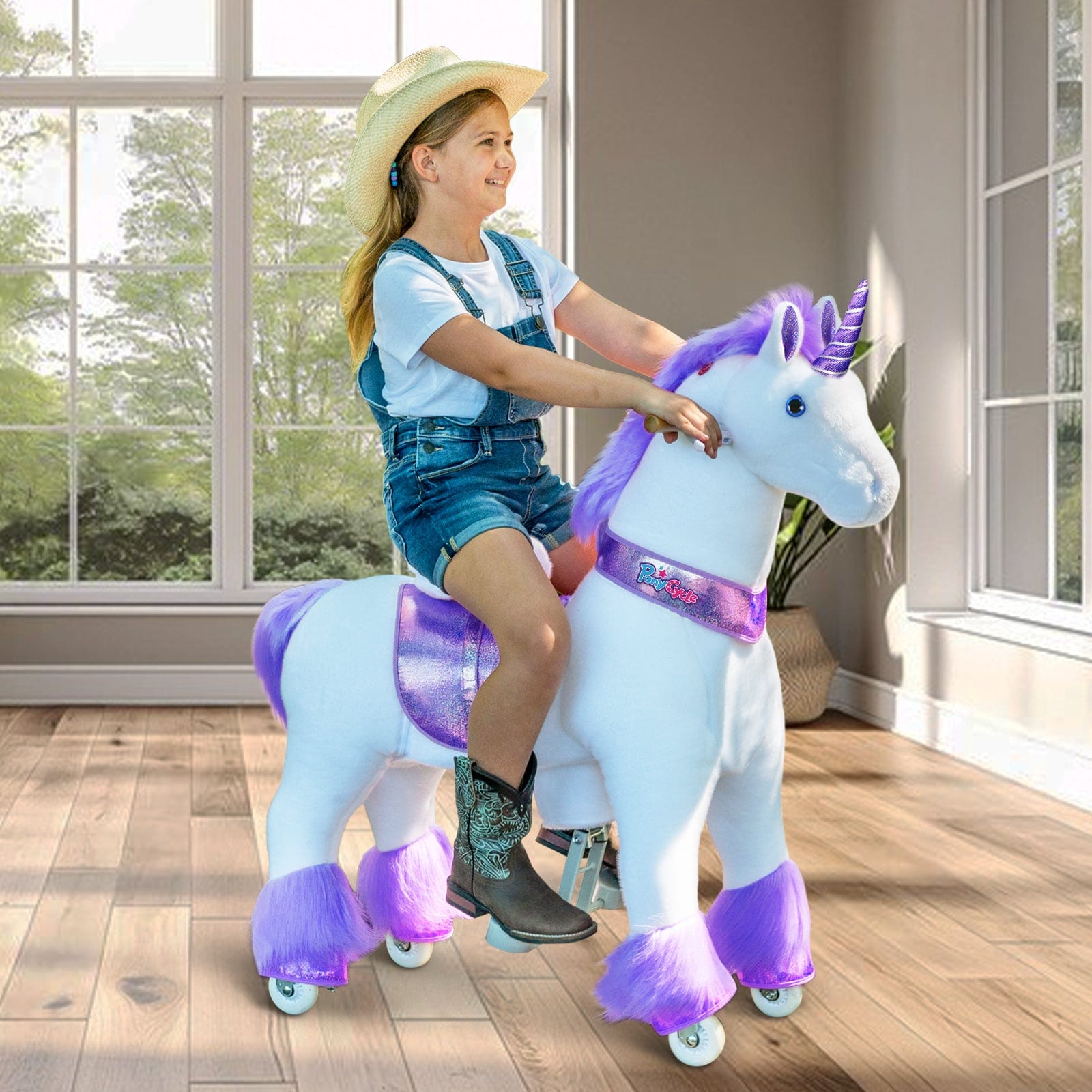 PonyCycle Model U® Purple Large Ride-On Unicorn for Kids Age 7+, Mechanical Walking Pony Toy