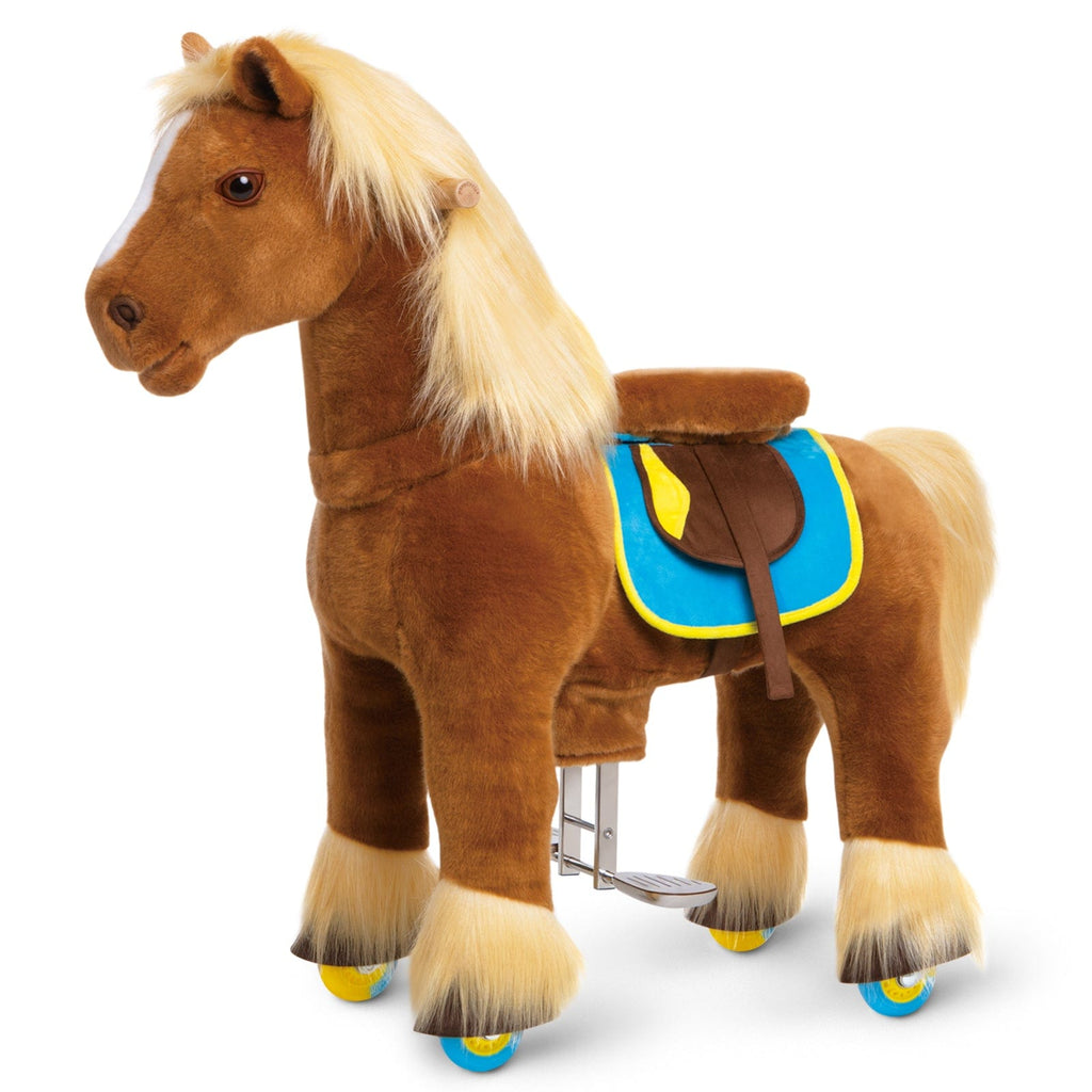 PonyCycle Model X Ride-On Horse, Brown - Rideable Toy for Kids Age 4-7, Mechanical Walking Ride-On Toy