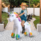 PonyCycle Model X® Ride-On Unicorn, Rainbow - Rideable Toy for Kids Age 4-7, Mechanical Walking Unicorn Ride-On Toy
