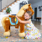 PonyCycle Model X Ride-On Horse, Brown - Rideable Toy for Kids Age 4-7, Mechanical Walking Ride-On Toy