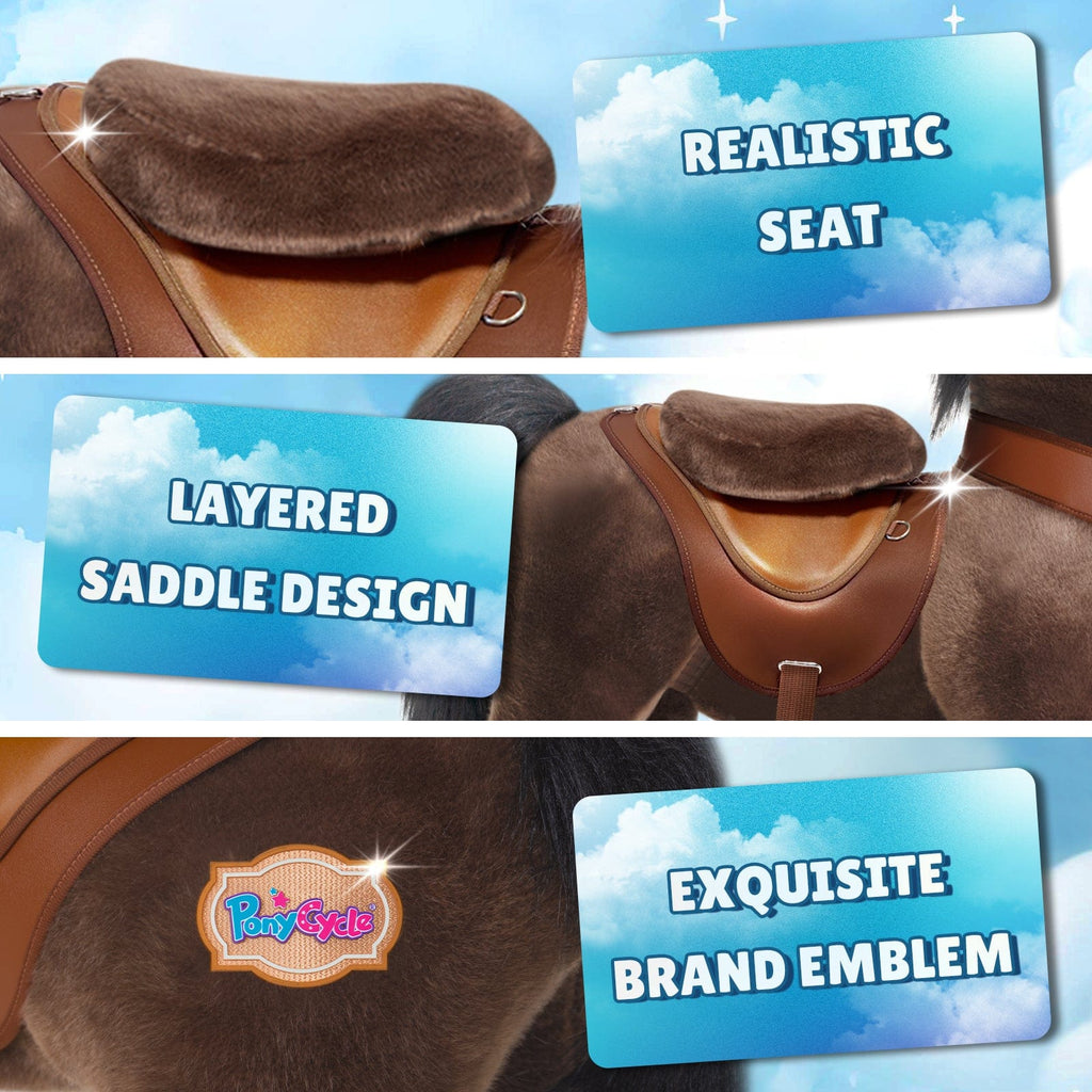 PonyCycle Model Y Ride-On Horse, Chocolate Brown - Rideable Toy for Kids Age 3-4, Mechanical Walking Ride-On Toy