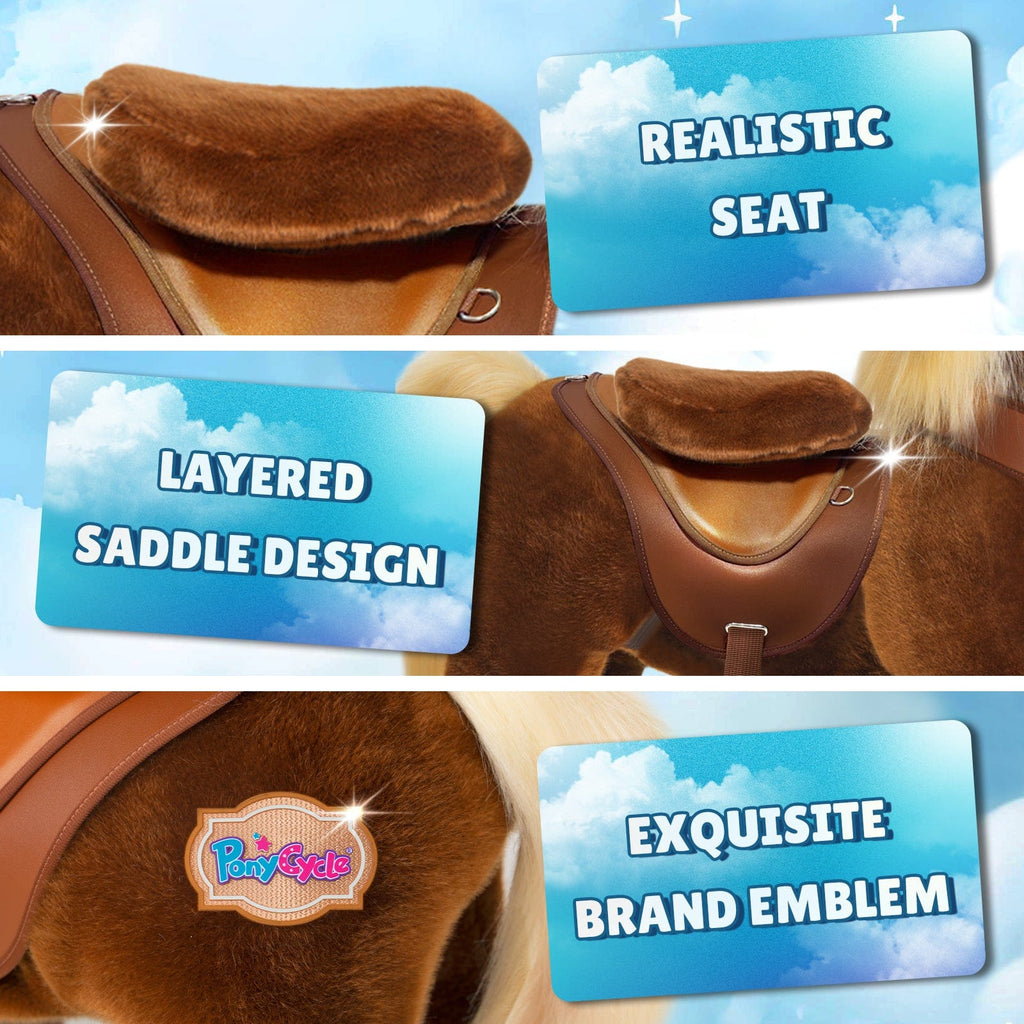 PonyCycle Model Y Ride-On Horse, Brown - Rideable Toy for Kids Age 3-4, Mechanical Walking Ride-On Toy