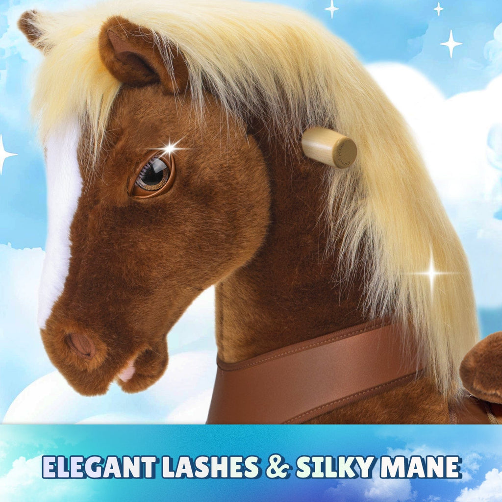 PonyCycle Model Y Ride-On Horse, Brown - Rideable Toy for Kids Age 3-4, Mechanical Walking Ride-On Toy