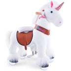 PonyCycle Model U® White Ride-On Unicorn for Kids Age 4-7, Mechanical Walking Pony Toy