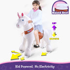 PonyCycle Model U® White Ride-On Unicorn for Kids Age 4-7, Mechanical Walking Pony Toy
