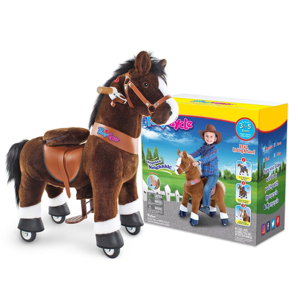 PonyCycle Model U® Chocolate Ride-On for Kids Age 4-7, Mechanical Walking Pony Toy Dark Brown
