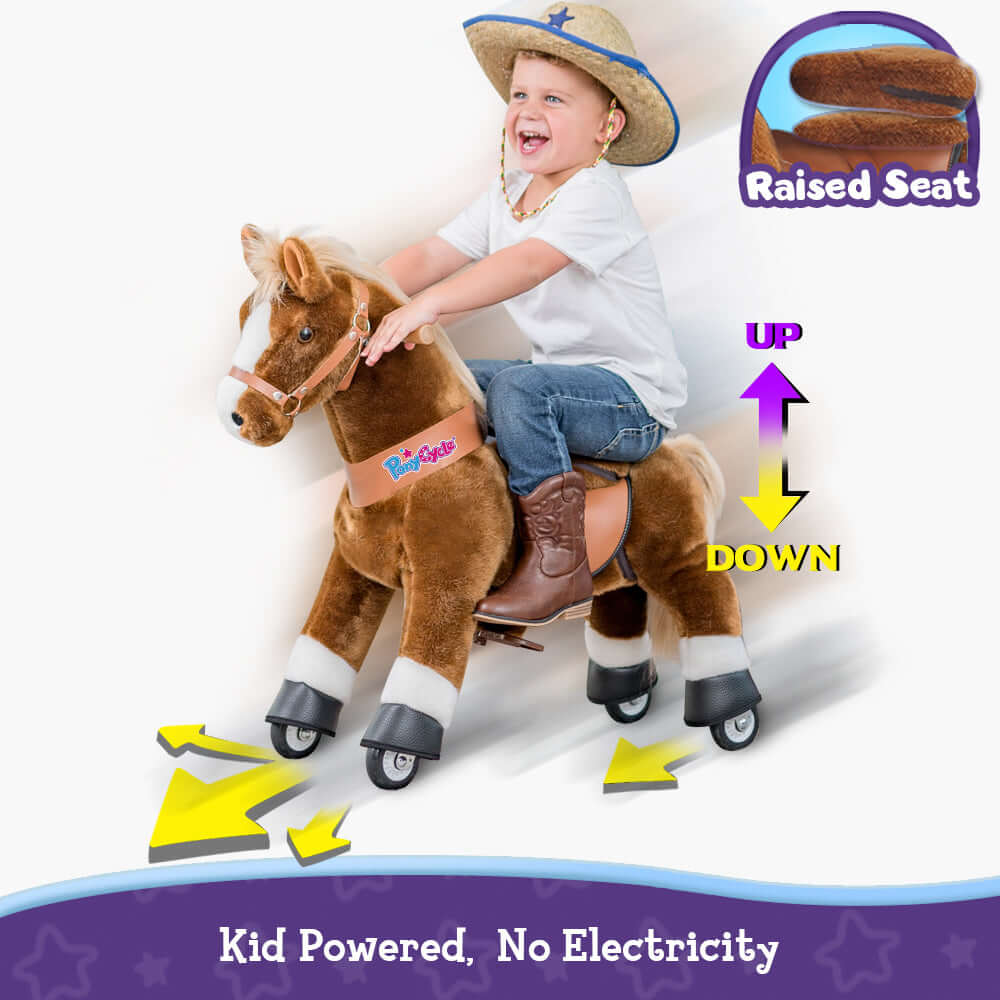PonyCycle Model U® Brown Ride-On for Kids Age 4-7, Mechanical Walking Pony Toy