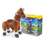 PonyCycle Model U® Brown Ride-On for Kids Age 4-7, Mechanical Walking Pony Toy