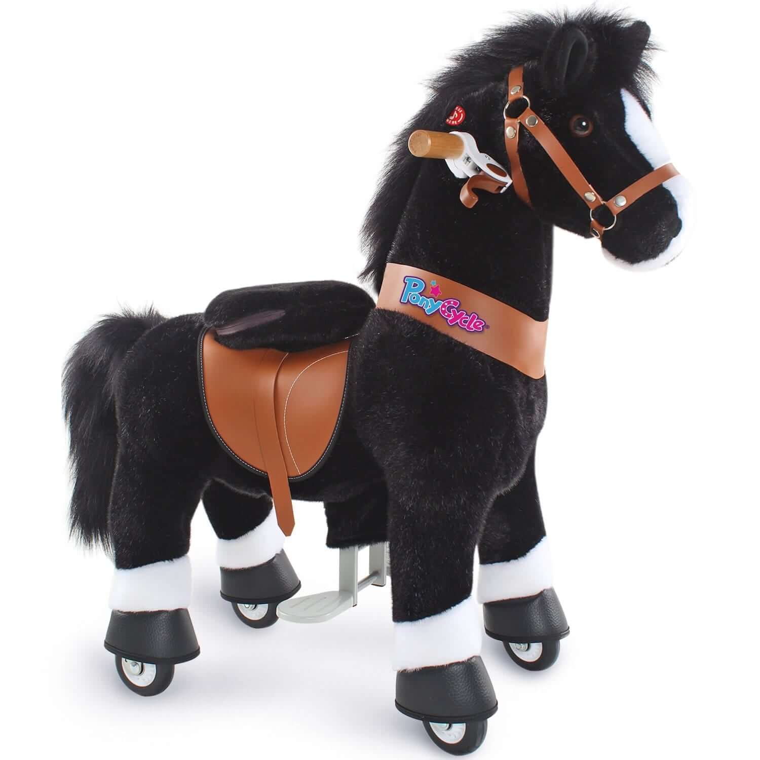 PonyCycle Model U® Black Ride-On for Kids Age 4-7, Mechanical Walking Pony Toy