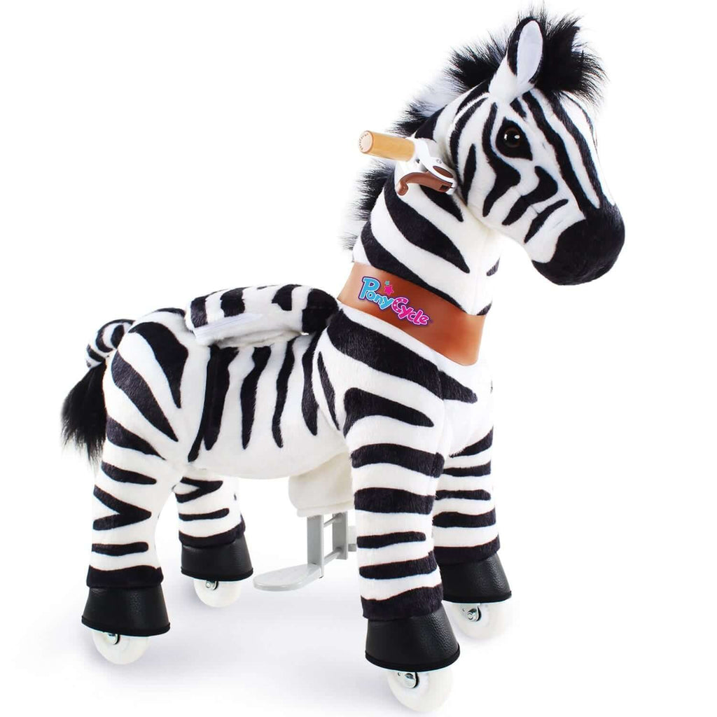 PonyCycle Model U Zebra Ride-On for Kids Age 4-7, Mechanical Walking Pony Toy
