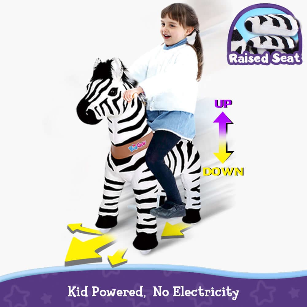 PonyCycle Model U Zebra Ride-On for Kids Age 3-4, Mechanical Walking Pony Toy