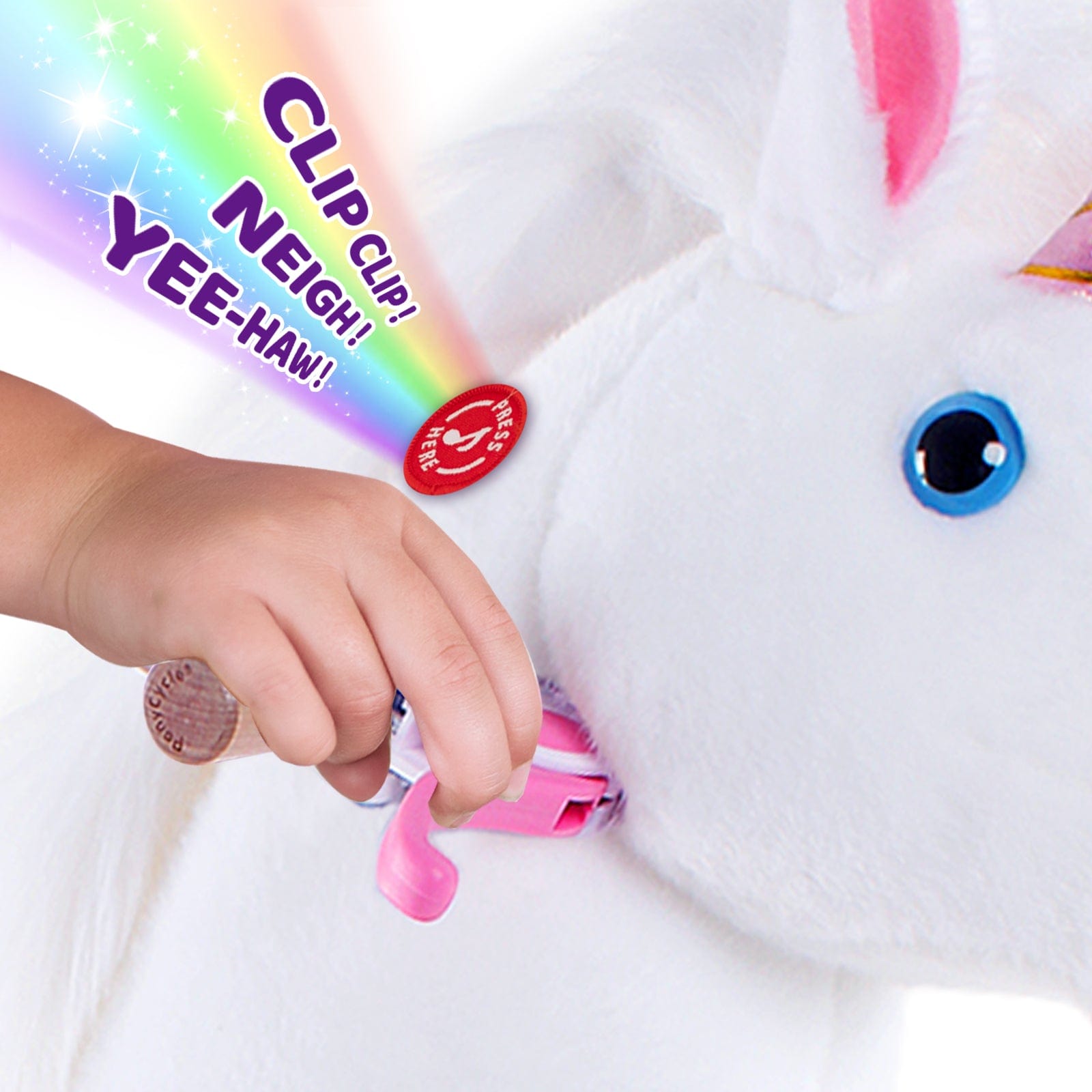 PonyCycle Model U® White Ride-On Unicorn for Kids Age 3-4, Mechanical Walking Pony Toy