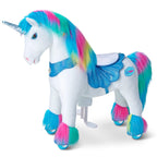 PonyCycle Model Y® Ride-On Unicorn, Rainbow - Rideable Toy for Kids Age 4-7, Mechanical Walking Unicorn Ride-On Toy