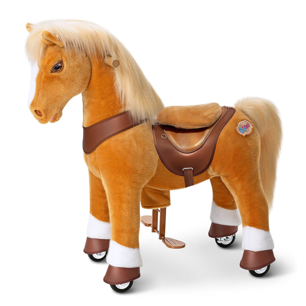 PonyCycle Model Y Ride-On Horse, Light Brown - Rideable Toy for Kids Age 4-7, Mechanical Walking Ride-On Toy